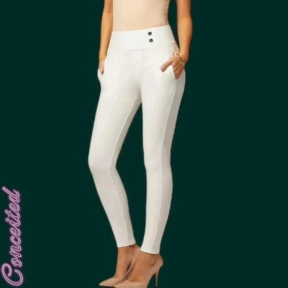 Conceited innovate stretch slim button dress pant with pockets size Small white - Picture 1 of 9